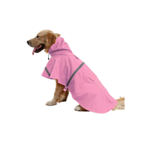 NACOCO Large Dog Raincoat Adjustable Pet Water Proof Clothes Lightweight Rain Jacket Poncho Hoodies with Strip Reflective (SizeXL, Pink)