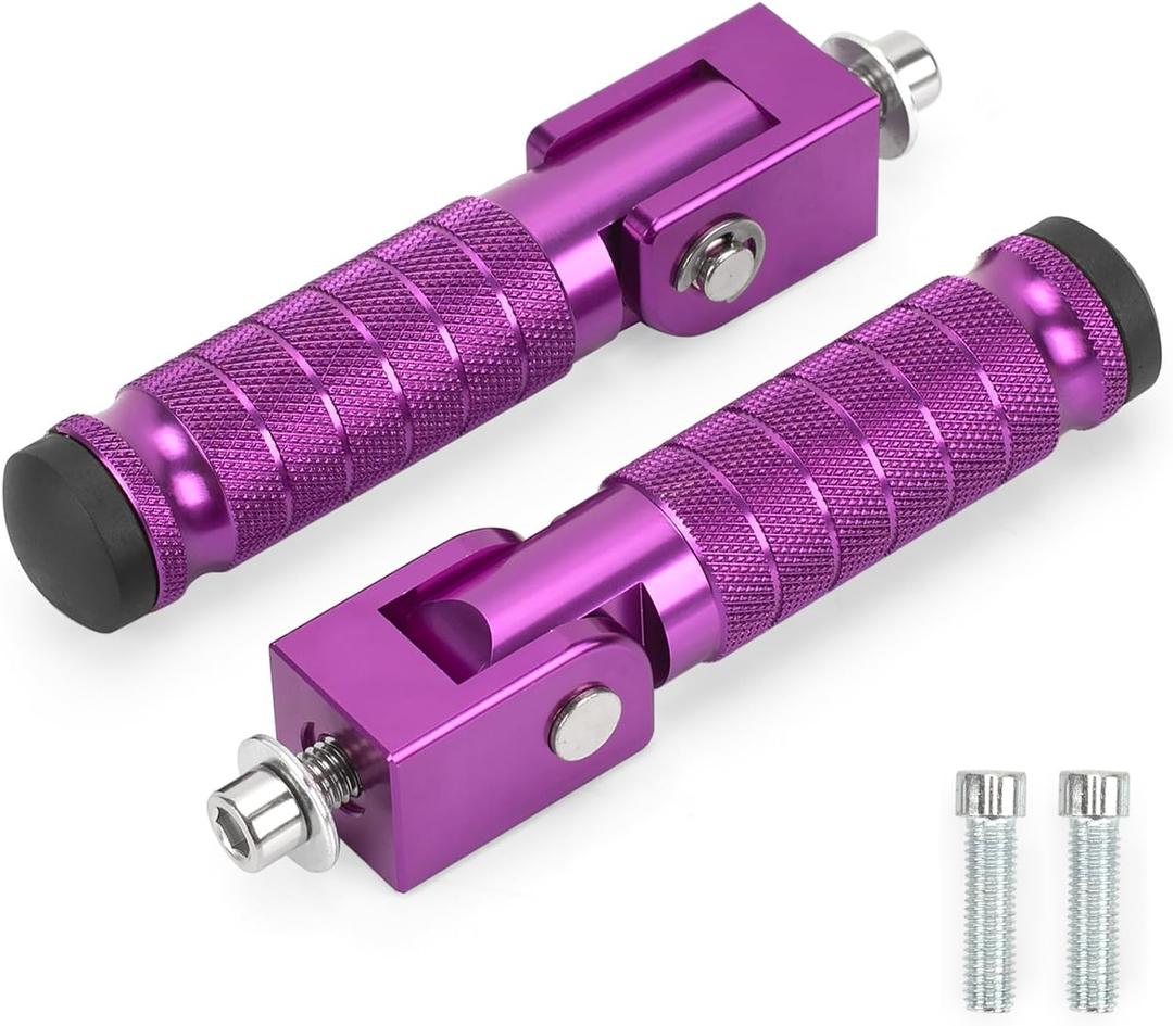 XINGWU M8 Motorcycle Foot Pegs 90 Degree Foldable Bike Pegs CNC Anti-Skid Universal for Super 73 Yamaha Honda Suzuki Aprilia Electric Car Motorbike Scooter Mini Bike Ebike Dirt Bike Go Kart (Purple)