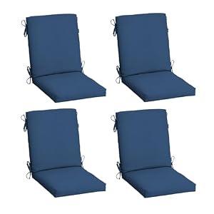 Arden 4-Pack Outdoor Patio Dining Chair Cushion, 20 x 44, Rain-Proof Seat Pad, Fade-Resistant Outdoor Cushion Cobalt Blue Texture