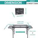 Nice C Folding Grill Table, Camping Table, Tailgate Tables, Grill Tables, Outdoor, Metal Folding Adjustable Height&Width, Mesh Net, Carry Handle, 4.4ft