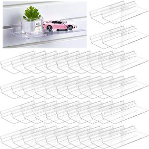Maitys Hanging Slatwall Shelves Accessories Clear Slatwall Wire Shelf Shoe Shelves for Wall Retail Display Home Shoe Stores Boutiques Supplies, 4.5 x 10 Inches(45 Pcs)