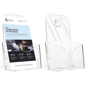 Acrylic Brochure Holder 6 x 8 Inch, Clear Slant Back Display Stand for 5.5 x 8.5 & 5 x 7 Inch Flyers, Pamphlets, Table Signs Plastic Paper Holder for Office, Home, Store, 2 Pack