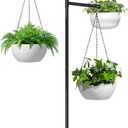 Zononoca Hanging Plant Stand Indoor, 3 Rotating Bars Indoor Plant Hanger Stand, Black Metal Hanging Plant Holder, Standing Plant Hanger