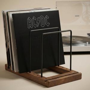 ZICOTO Decorative Vinyl Record Storage For Up to 75 Single Records Sturdy LP Holder Stand Organizes All Your Favorite Classic, Oldies, or Recent Hit Albums in Style