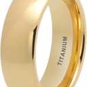 6mm 8mm Silver/Gold Titanium Rings for Men Women Fashion Jewelry Engagement Wedding Bands Domed Polished Shiny Comfort Fit, Size 9 