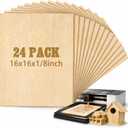 Juexica 24 Pcs 16" X 16"x 1/8" Basswood Craft Sheets, 3mm Plywood Board Wood Thin Sheets for Arts Crafts Woodworking Scroll Sawing Projects Painting Drawing Laser Cutting Projects