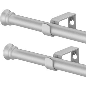 Curtain Rods 2 Pack 5/8 inch Curtain Rods for Windows 30 to 45 Inch with Brackets Easy to Install for Bedroom Living room Kitchen, Silver