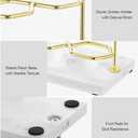 Emibele Toothbrush Holder, Resin Electric Toothbrush Holder with 3 Slots 2 Layers, Non-Slip Bathroom Accessories Organizer Toothbrush Toothpaste Razor Cleanser, Gold Marble White