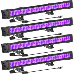 4-Pack LED Black Light Bar, Blacklight Bar with IP65 Waterproof, Glow-in-The-Dark Party Lights for Indoor/Outdoor Stage Lighting, Halloween, and Body Paint