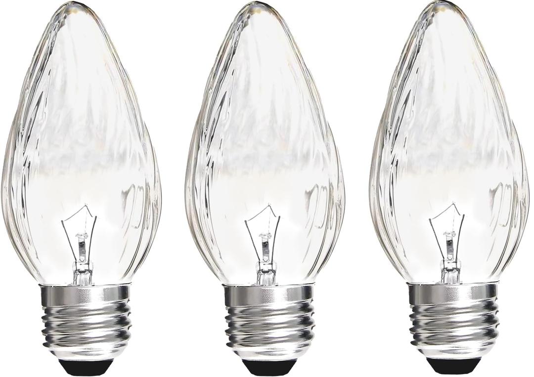 F15 40W Incandescent Light Bulbs, Daylight White 5000K,ge Light Bulbs 40 watt,Dimmable,E26 Medium Base,Vintage Wrinkle Glass Cover,3 Pack