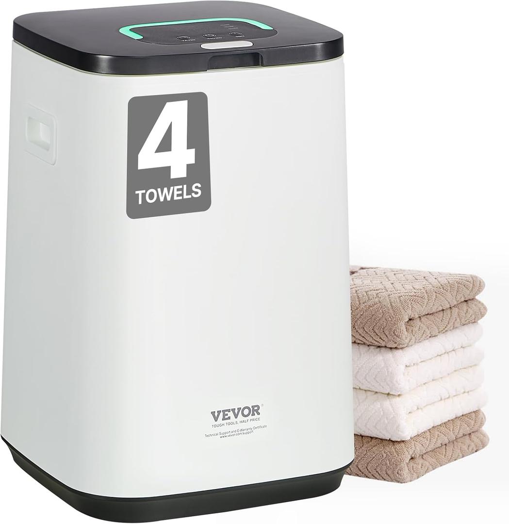 VEVOR Towel Warmers for Bathroom, Towel Warmer Bucket with Child Lock & High-Temp Indicator & 24H Delay Timer & Auto Shut Off Fits up to 4 Oversized Towels, Blankets, Clothes, Bathrobes and More (White)