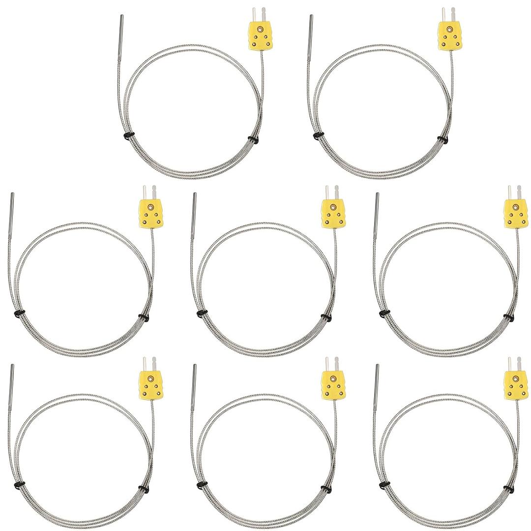 Yunsailing Type K Thermocouple Probe Tl1004 K Type Sensor Probes Metal Mini Connector Temperature Sensor for Meter in Temperature Range from 0 to 500 Celsius(8 Pcs)