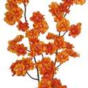 2 Pcs Artificial Cherry Blossom Flowers Branches 41" Faux Cherry Blossom Long Stem Orange Silk Cherry Blossom Tree Tall Fake Flower Arrangement for Home Wedding Centerpieces Spring Indoor Decor