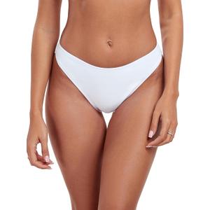 RELLECIGA Women's Cheeky Mid Waisted High Cut Bikini Bottoms (Medium, White)