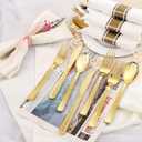 Supernal Set of 60 Wrapped Plastic Silverware Gold Pre Rolled Silverware Set Disposable,Plastic Cutlery for Parties,Disposable Cutlery Heavy Duty with Linen Napkins For Weddings Birhday