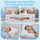 Side Sleeper Pillow with Arm Hole, Adjustable Height Shoulder Pillow for Side Sleepers, Superior Support Memory Foam Arm Pillow Relieve Rotator Cuff Pain and Arm Numbness, Cooling Pillowcase