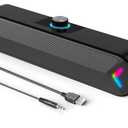ENRUE Computer Speakers,PC Speakers for Desktop,Wired USB-Powered Sound-bar for Computer with 10W Stereo Sound and Colorful Light,Plug-n-Play (A39PRO /Black)