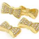 RUBYCA 30pcs Metal Cute Bow-Knot Connector Beads Crystal Inlay DIY Jewelry Making Bracelet Gold Tone
