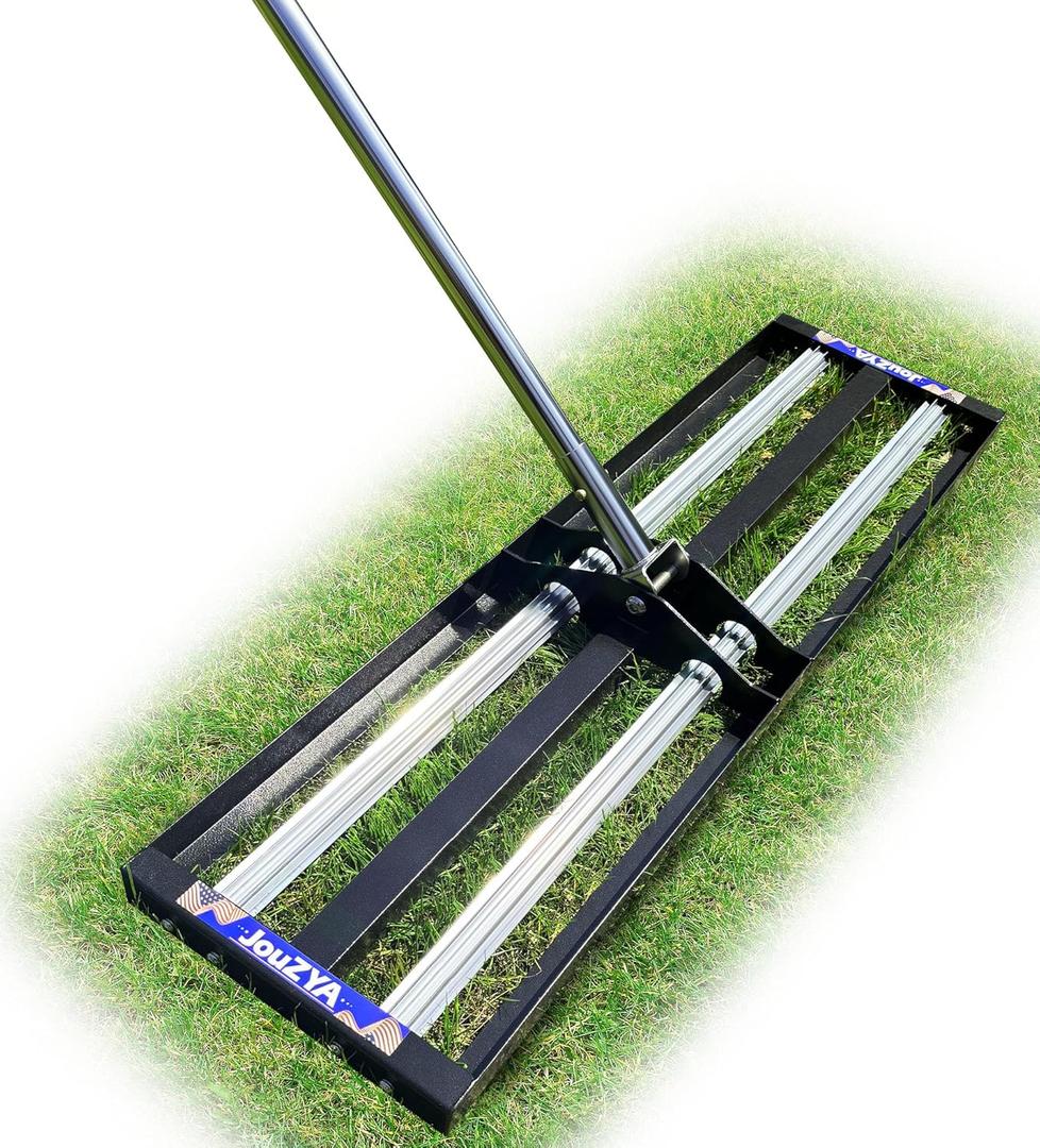 Updated Lawn Leveling Rake with Aluminum Rollers, Stainless Steel 17"x10" Levelawn Tool , Heavy-Duty Lawn Leveler with 70" Extended Handle, Yard Leveling Rake Suit for Garden, Golf Lawn, Farm