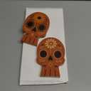 Thyle 2 Pieces Day of The Dead Sugar Skull Table Decorations Mexican Dia De Los Muertos Wooden Sugar Skull Signs Halloween Centerpiece for Table Party Home Altar