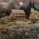 Grant Wood Print Painting Sketch for House in American Gothic Gifts Canvas Painting Poster Wall Art Decorative Picture Prints Modern Decor Framed-unframed, 24x48 in.