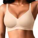 Seamless Wireless Jelly Bras for Women - Lightly Padded Bra with Support, No Underwire Comfortable T-Shirt Bralette (Beige, XL)
