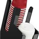 MYITYARD Coffee Station Organizer for Countertop, Acrylic Cup and Lid Dispenser Fit Disposable Paper and Plastic Cups, 2 Compartments Coffee Bar Accessories for Office Breakroom, Home, Kitchen