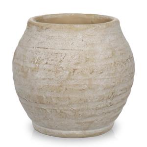 Briful Rustic Ceramic Vase for Home Decor, 7.4" Tall Farmhouse Vase, Beige