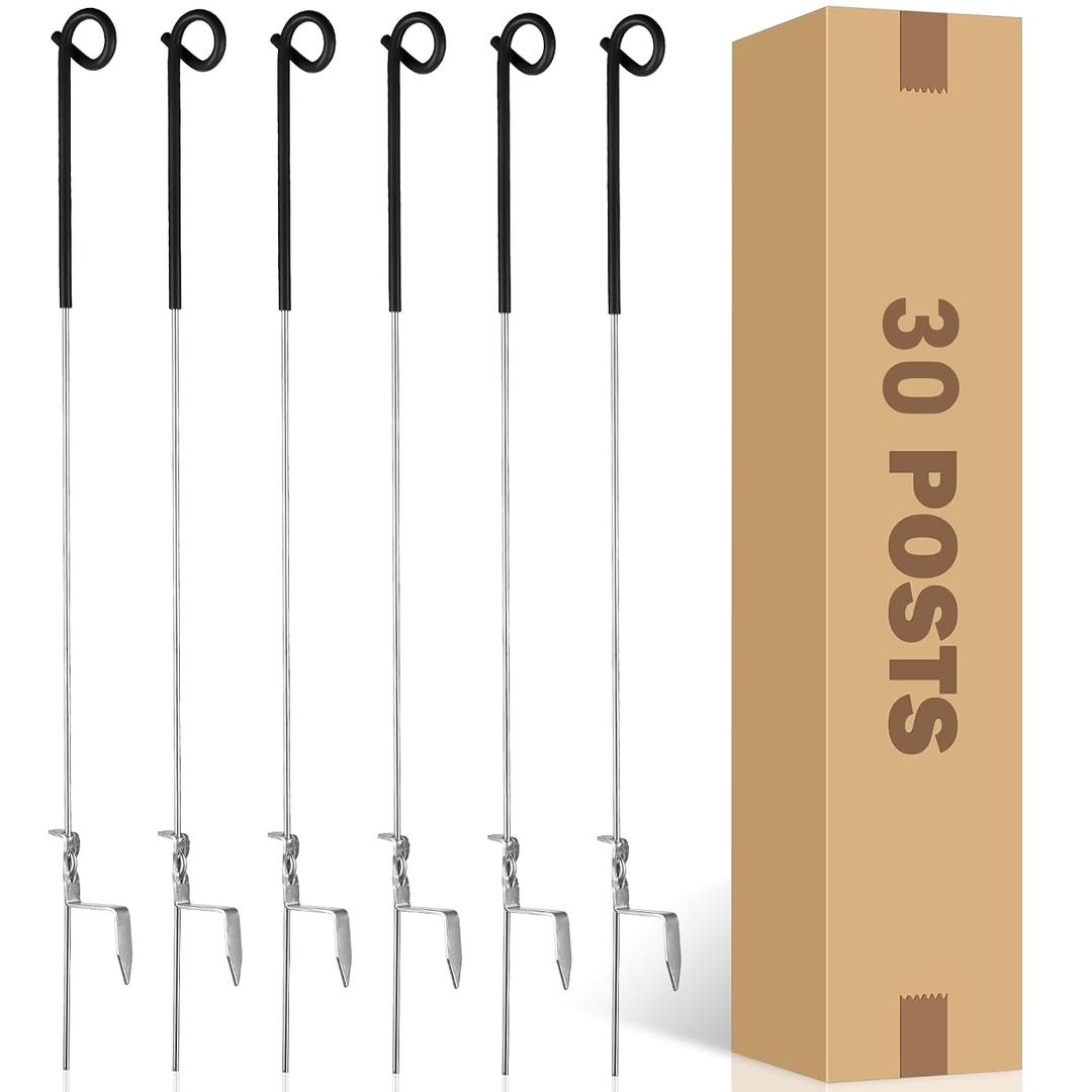41" Systems Pig Tail Step-in Electric Fence Post for Livestock,30Pcs Black