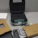 Baker’s Friend 3 in 1 Mini Waffle Maker with Removable Plates, Mini Pancake Maker, Grilled Cheese Maker, Breakfast Sandwich Maker Press, Mini Indoor Grill, Belgian Waffle Maker, Aqua