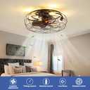 Ceiling Fans with Lights and Remote 18" Small Black Flush Mount Outdoor Ceiling Fan lights Rustic Low Profile Reversible Bladeless Ceiling Fan for Patios,Farmhouse,Bedroom,Kitchen,Living room