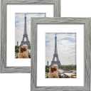 8x10 Picture Frame Set of 2, Grey Photo Frame of Rustic Style, Multi 8 by 10 Photo Frame for Wall or Tabletop Display - 5x7 Frame with Mat or 8x10 Without Mat