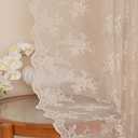 MEETSKY Beige Lace Curtains 84 Inches Long, Lace Sheer Curtains for Bedroom, Floral Patterned Vintage Light Filtering Curtains for Girls Room Princess Room, Lace Drapes 2 Panels, Each Panel 50W x 84L