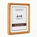 SZKYSJGS 6x8 Wood Picture Frame, Solid Natural Teak Photo Frame with Tempered Glass, 6 x 8 Wooden Frame Matted to 5x7, Wall or Tabletop Display