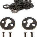 50pcs Round 25mm / 1-inch Mortise Type Metal Keyhole Hangers Shelf Brackets Picture Frame Hanging Plate (Antique Bronze)
