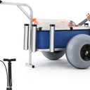 Beach Cart with Big Balloon Wheels for Sand Fishing Cart Tire Surf Outdoor Fishing Rolling Wheel Wagon, Heavy Duty Aluminum Beach Buggy for Camping Anti Corrosion, 125 lbs Load Capacity