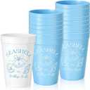 Yungyan 20 Pcs 12 oz Bachelorette Party Plastic Cups Reusable Drinking Cups Bridal Party Supplies for Wedding Bridal Bridesmaids (Seashell Bell,Blue)
