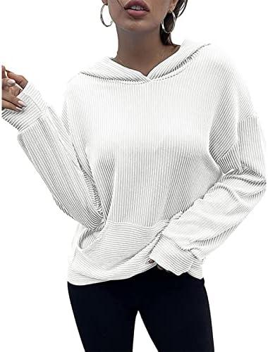Enjoy Home R.S. Women's Casual Long Sleeves Hoodie Plain Loose Pullover Sweatshirts with Pocket XXL