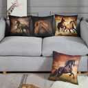 Emvency Throw Pillow Covers 20x20 Inches Set of 4 Horse Running Waist Horses Animal Square Decorative Couch Pillowcases for Home Decor Bedroom Sofa Living Room