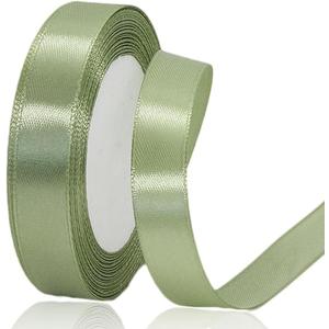 Sage Green Satin Ribbon for Gift Wrapping, Thin 5/8 inch x 25 Yards Dusty Sage Ribbons for Crafts, Gifts Bows Wedding Decor Floral Bouquet DIY Cake