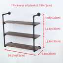 Industrial Pipe Shelving Wall Mounted,36in Rustic Metal Floating Shelves,Steampunk Real Wood Book Shelves,Wall Shelf Unit Bookshelf Hanging Wall Shelves,Farmhouse Kitchen Bar Shelving(3 Tier)