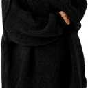 BTFBM Sweaters for Women Fall 2026 Long Sleeve Mock Neck Cable Knit Oversized Sweater Pullover Tops Thick Winter Clothes (X-Small, Black)