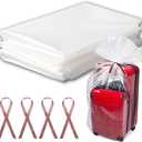 10 Pcs Large Clear Plastic Bags, 40" x 60" Dustproof Large Storage Bags, Moistureproof Giant Extra Luggage Storage Bags for Luggage, Suitcase,Furniture(Include 10 Ribbons)