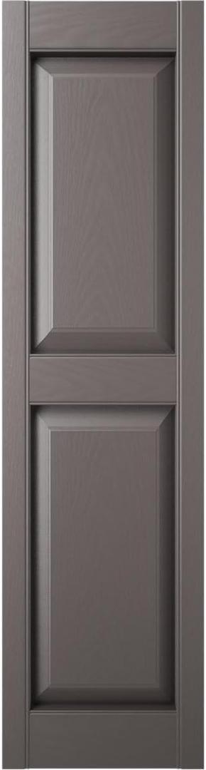 Builders Edge BEP2140042010 Custom Two Equal, Raised Panel Shutter (Per Pair), Musket Brown, 
Dimensions: 14-3/4 in. Width x 1 in. Depth x 43 in. Height