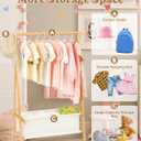 Kids Clothing Rack with Storage, Dress Up Rack, Child ClothesRack, Small Garment, for Costume, Bamboo (Natural Color)
