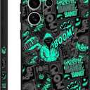 for Samsung Galaxy S24 Ultra Case, Pattern Slim Liquid Silicone Anti Slip for Galaxy S24 Ultra Phone Case 6.8 inch, Handsome Black