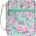 G-LEAF Bible Cover Case/Book Cover, Bible Case for Women Girls, Bible Cover Bags Floral Pattern With Handle Fits for Standard Size Bible, 9.5x6.7x2.5 In (Faded Rose - Light)