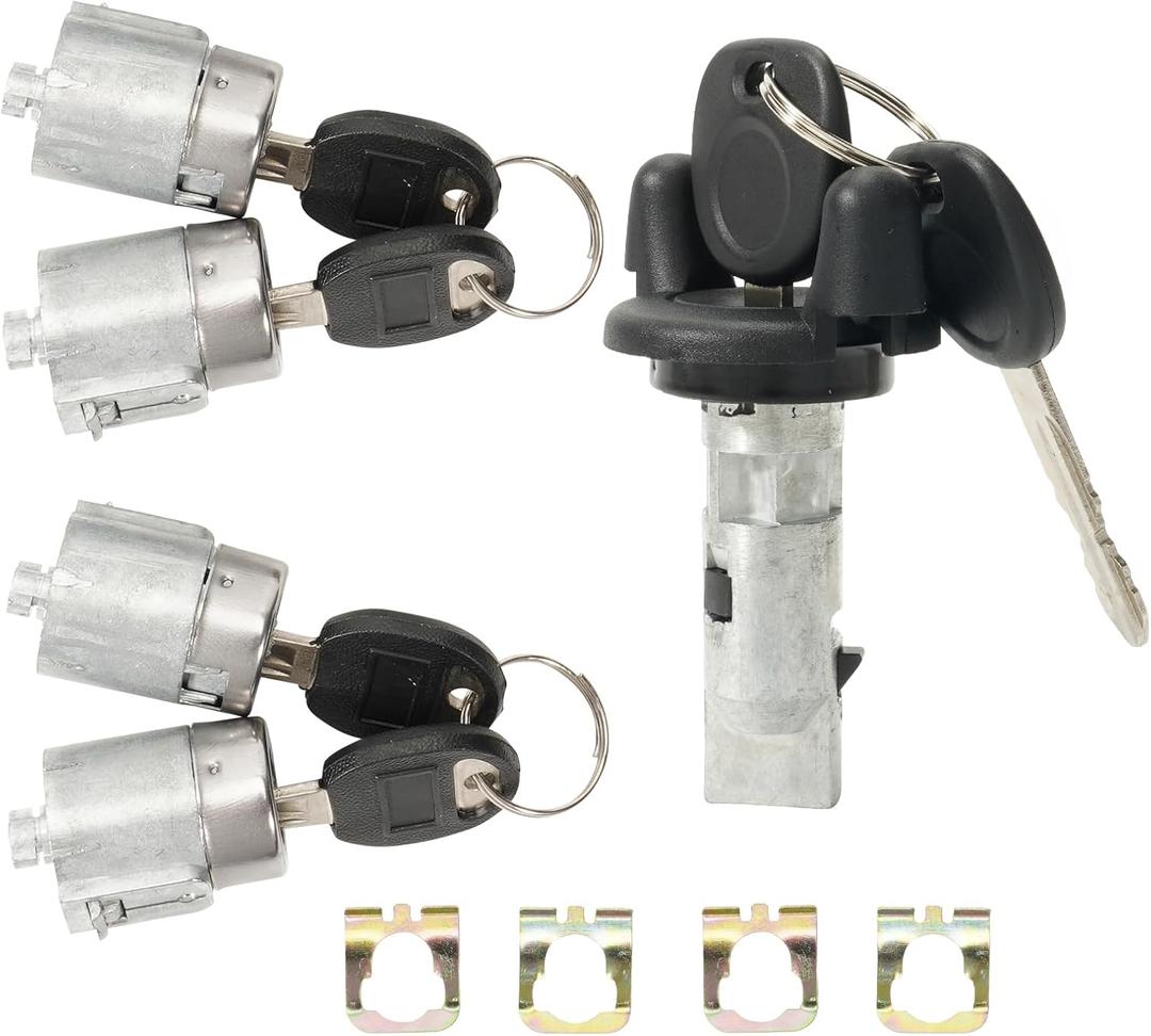 Ignition Switch Cylinder and Door Lock Cylinders Key Kit Compatible with Chevy Express 1500 2500 3500 Van/for GMC Savana 1500 2500 3500 Van, 2001-2007#Replace 704600 706591
