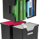 IRIS USA 4-Pack Large Desktop File Box with Open Lid, Black, Capacity: 0.598 cubic_feet, 13.38"L x 7.88"W x 9.8"H