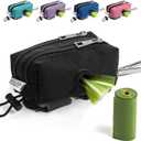 Dog Poop Bag Holder for Leashes - Dog Poop Bag Dispenser and Treat Holder with 2 Waterproof Pouches for Pet Waste Bags and Walking Accessories + 1 Free Roll - Leashrr 2.0 (Color) (Black)